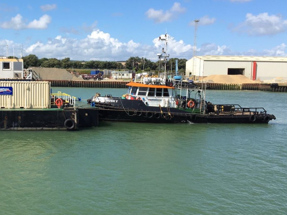 Husky Suports Barge on UK Dredging Project
